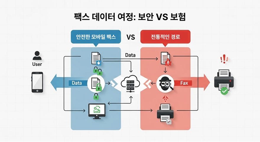 팩스 전송 과정에서 발생할 수 있는 다양한 보안 위협 경로